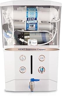 KENT Supreme Copper RO Water Purifier | Advanced RO Tech for Sabse Shudh Paani | RO+UV+UF+Copper+TDS Control+UV LED Tank | Auto Flush | 8L | 20LPH | Ideal for Borewell/Tanker/Municipal Water