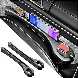 [2026 Upgrade] 2PCS Car Seat Gap Filler with Phone Holder,Multi-Function Car Side Seat Gap Filler for Prevent Items Falling,Universal Car Seat Organizer Car Accessories Interior (Black)