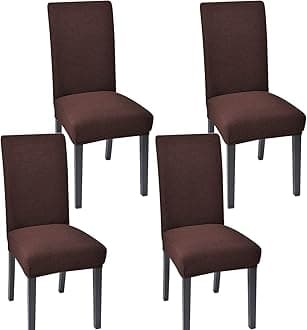 Aertiavty Dining Room Chair Covers, Set of 4, Kitchen Chair Slipcovers, Chocolate