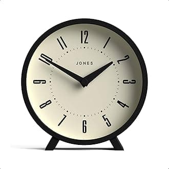 Stylish Round Mantel Clock from Acrylic, The 'Venus' Mantelpiece Clock in Black 15 x 14 x 4.5cm
