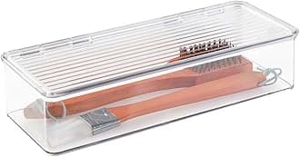 mDesign BBQ Grill Accessories Organizer Box for Cooking Utensils - Clear