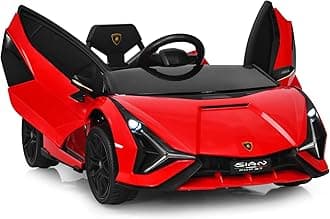 Kids 12V Licensed Lamborghini SIAN Ride On Car, Electric Vehicle for Toddler with Control Remote, Battery Powered Toy with Music, Horn, 2 Speeds, Suspension, LED Lights, Bluetooth, USB (Red)