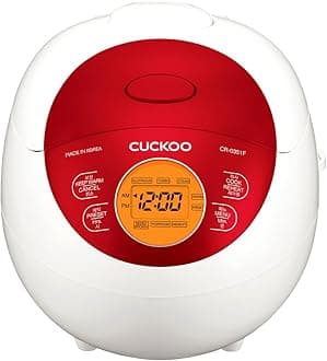 CUCKOO Micom Rice Cooker 3 Cup Uncooked / 6 Cup Cooked, Korean Fuzzy Logic Rice Cooker Small with Delay Timer & Keep Warm Setting, Versatile Food Steamer with Non-Stick Inner Pot, Red (CR-0351F)