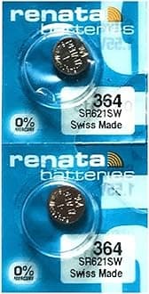 Renata 364 SR621SW Batteries - 1.55V Silver Oxide 364 Watch Battery (2 Count)