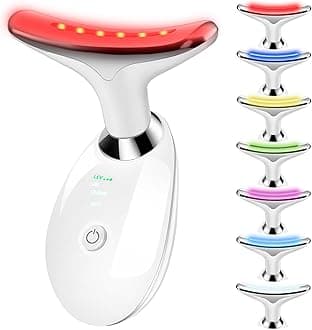 VGY 7-in-1 Face Massager Tool with Heat, Red Light Therapy for Face, Wrinkles, Double Chin (White)