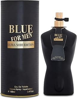 Blue Men Ultra Noir Edtion Sensual Woody Fragrance for Men | Long Lasting Cologne Aromatic Scent, Eau de Parfum Natural Spray - Great Holiday Gift, 3.4 Fl Oz/100 Ml