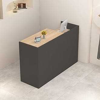 Reception Desk with Counter, L 35.4-74.8'' , Modern Front Desk Reception Counter, Solid wood ecological board, large storage space,with Storage Drawers, front office desk for Salon, Office, Lobby