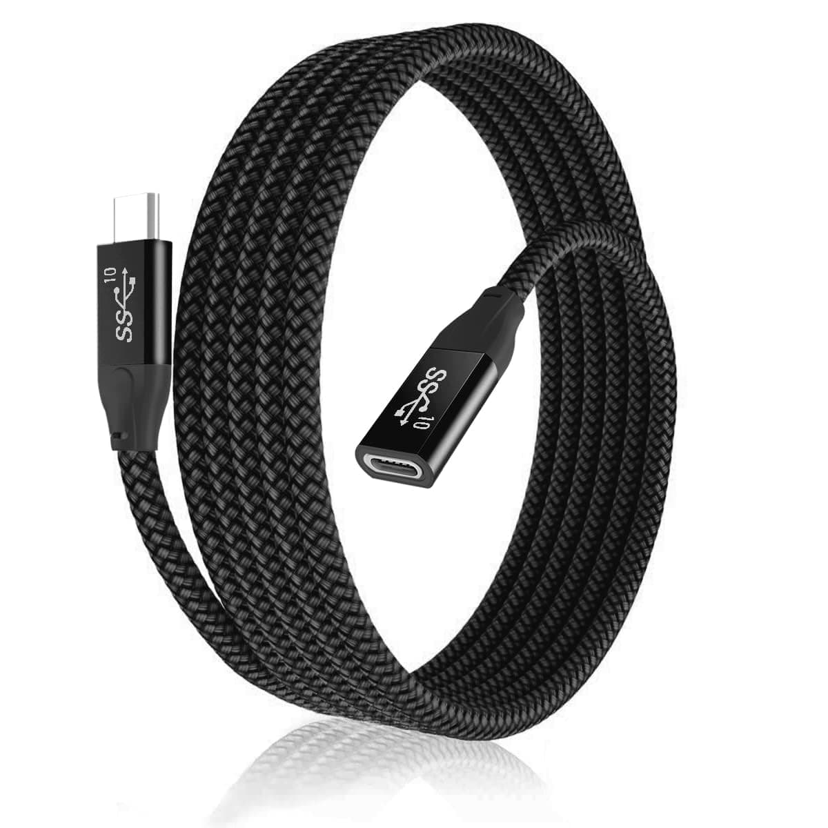 BASESAILOR USB Type C Extension Cable 3.3FT for iPhone 16 15 Pro Max,USB-C 3.1 3.2 Gen2 10Gbps Female Male Extender,Extender Cord for Magsafe Charger,MacBook,iPad 9th Air 4th,Kindle