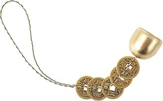 Chinese Feng Shui Bell Decor with 5 Good Luck Coins for Wealth and Healthy, Peace and Success, Copper Feng Shui Hanging Bell Wind for Door, Home, Car Decor
