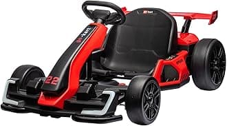 24V Electric Go Kart,300W Powerful Drift Kart for Kids, Electric Pedal Kart,with 300W Strong Motor, Drift/Sport Mode, Big Battery, Eva Tire,Length Adjustmen for Outdoor Racing Toy-Red