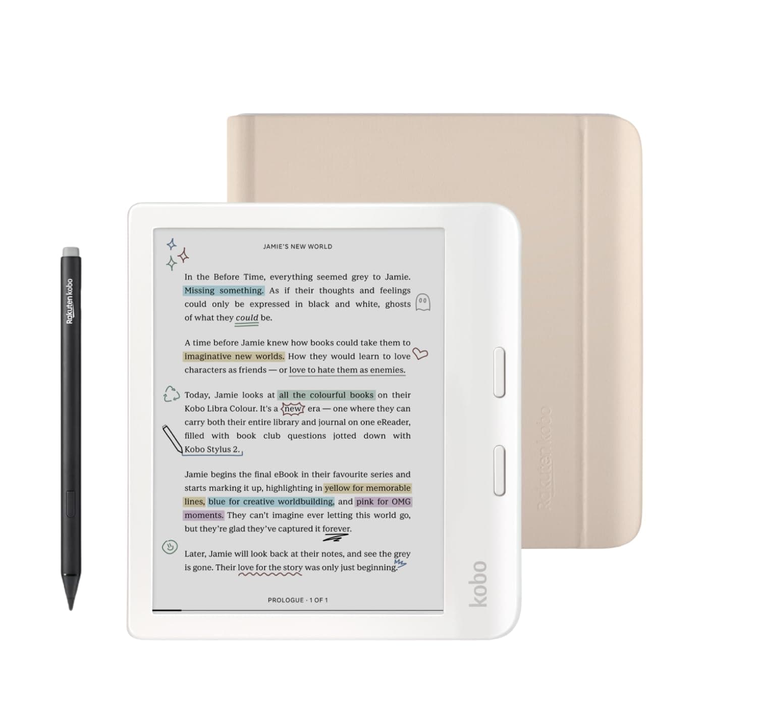 Libra Colour White eReader with Case Bundle