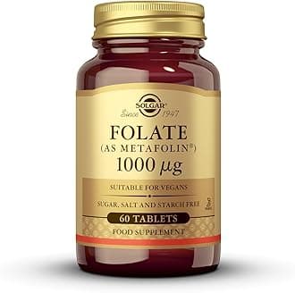 Folate 1000mcg - High Strength Formula - Healthy Maternal Tissue Growth During Pregnancy - Vegan - 60 Tablets