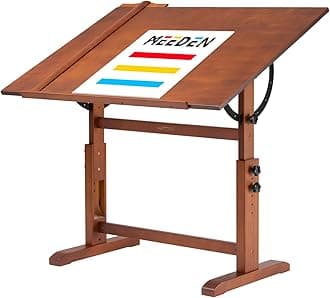 MEEDEN Extra-Large Wood Drafting Table: 42" x 30" Artist Drawing Desk - Height Adjustable Art Craft Table - Tilting Table for Adults Painting Reading Writing Sketching