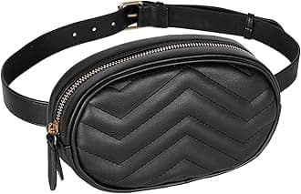 Geestock Black Fanny Packs, Leather Waist Bags for Women, Waterproof Belt Bag, Crossbody Bag, Stylish Bumbag for Party, Travel, Gift