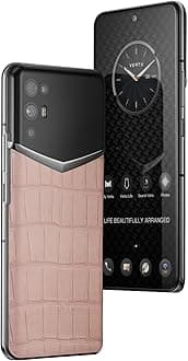 Vertu iVERTU Alligator Skin 5G Phone, Unlocked Smartphone, Secure Encrypted, 64MP Camera, 12+512G, 120Hz FHD+(1080 * 2400) OLED Display, Dual SIM, Fast Charge (Coral Pink)