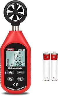 UNI-T Digital Anemometer UT363BT Handheld Wind Speed Meter Wind Chill Air Temperature Gauge -14° ~122°F /-10°C~50°C for HVAC Shooting Drone with LCD Backlit Max/Avg Data Hold