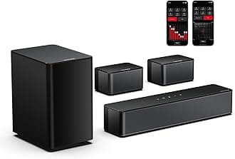 ULTIMEA 5.1 Surround Sound System for TV, Virtual Surround Sound Bar for Smart TV, APP Control, Home Theater Surround Speakers and Subwoofer Adjustable, Peak Power 320W, Poseidon D50 (2025 New Model)