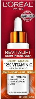L'Oreal Paris Revitalift Derm Intensives Derm Grade 12% Vitamin C + E + Salicylic Serum, 1.0 Fl. Oz., 0.32 pounds