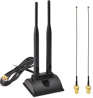 Eightwood 2.4GHz 5GHz Dual Band WiFi RP-SMA Antenna + 2pack IPEX U.FL to RP-SMA Female Cable 15cm for Mini PCIe Network Card PC Computer