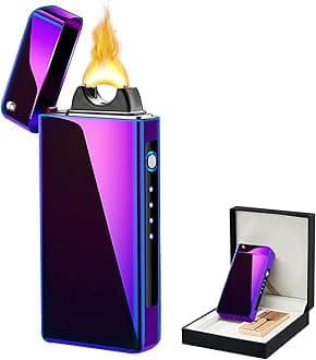 Dual Arc Lighter USB Electric Lighters Rechargeable Flameless Plasma Windproof Butane Free Lighters for Candle, Incense,Camping,Hiking,Adventure(Magic