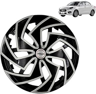 Prigan Wheel Cover for Maruti DZIRE (All VARIANTS) 14 Inch Black Silver Wheel Cap (Available in 13,14 Inch) (Set of 4 Pcs) (Press Fitting) Model- Spider BS-14