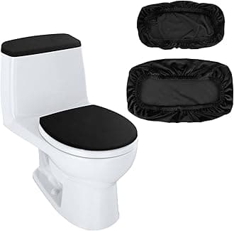 Toilet Lid Cover and Toilet Tank Lid Cover Replacement Toilet Cover with Elastic Bottom for Bathroom Decor Accessories (Black)