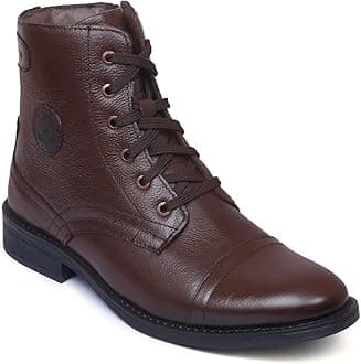 Genuine Leather Formal Black Casual Boots for Men ZA-5200 | High ankle shoes with anti-slip technology and memory cushion insole | Lace-up boots for formal and casual footwear