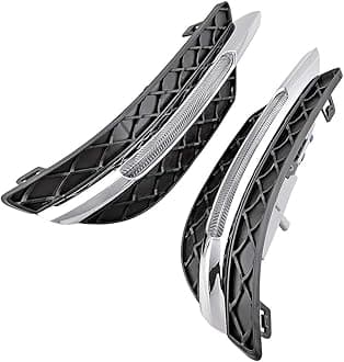 Pair LED 6000K DRL Fog Light Lamp Cover Daytime Running Light Chrome Trim Molding Compatible with Mercedes Benz C-Class W204 C300 2011-2013 2014