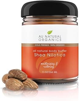 Au Natural Organics Premium Shea Nilotica Butter 9oz / 266ml - Rich In Fatty Acids &Vitamins E + K - Moisturizes & Protects The Skin - Powerful Revitalizing & Soothing Effect