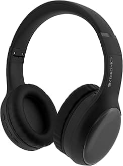 ZEBRONICS Thunder Max Bluetooth Over Ear Headphone with 120*Hrs Playback, 3 EQ Modes, 40mm Bass Driver, Fast Charging, Gaming Mode, Dual Pairing, BT v5.4, AUX, Metallic Finish (Black)