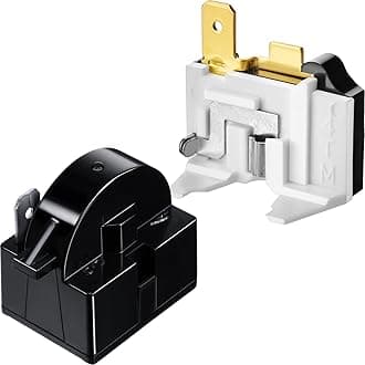 Mudder QP2-4.7 PTC Starter Relay 1 Pin and 6750C-0005P Overload Protector Compatible With LG Refrigerator Compressor, 2 Pieces