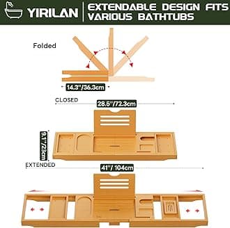 Yirilan Premium Expandable Bathtub Tray Caddy - Unique House Warming & Wedding Gifts for Couple, Bridal Shower Gift for Women