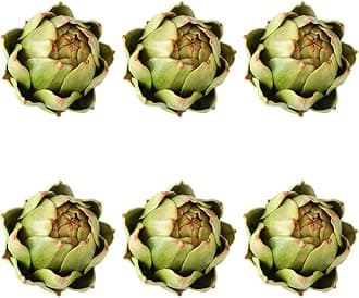 GiftYou [6-Pack] Large Artificial Artichoke Fake Vegetables and Fruits for Kitchen Decorations (Green)