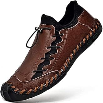 LZDZN Mens Casual Shoes for Men's Leather Loafers Boat Dress Driving Men Black Brown Yellow White Big Size Wide Summer Breathable Fashion Walking Work Office Business Male Handmade