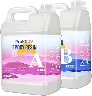 ProKKUV Epoxy Resin Kit, 2Gallon Crystal Clear Epoxy, Bubble Free, No Yellowing, UV Resistant, Food Safe, Easy Mix 1:1 for DIY Crafts Resin Jewelry Making(128OZ x 2)