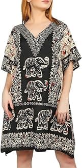 Short Kaftan Beach Cover ups Dresses for Women Ladies Dashiki African Caftan Loungewear Free Size