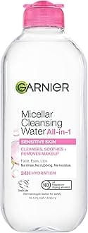 Garnier Micellar Water, Hydrating Facial Cleanser & Makeup Remover, Suitable for Sensitive Skin, Vegan, Cruelty Free, 13.5 Fl Oz (400mL), 1 Count