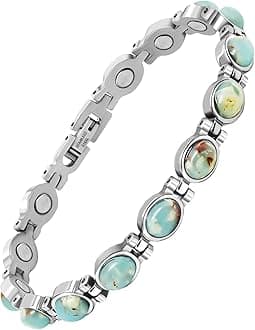 JEROOT Titanium Magnetic Bracelet, 4mm Zirconia Women's Bracelet, Bracelet Magnet, Energetix Women's Magnetic Bracelet with Sizing Tool, Gift Box (3500 Gauss)