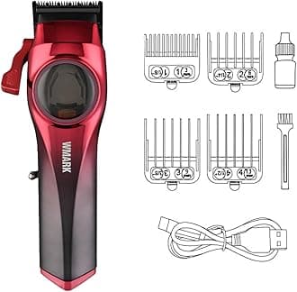 WMARK NG-9009 Ultra Premium Professional 10000 Rpm Magnetic Maglev Motor Zero Gapped Hair Clipper High Precision Fade Blade With DLC Process 4 Guide Comb Taper Lever 120 min 2500 mAh Battery, Model 10