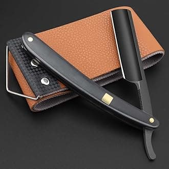 Premium Stainless Steel Shaver Razor with Shaving Strop for Men，Professional Straight Edge Barber Razor,Straight razors for men, Home & Salon Grooming Using (NO.189)