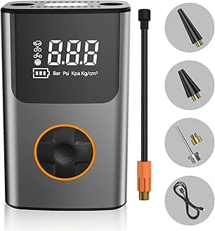GHHKUD Tyre Inflator Portable Air Compressor, Cordless Tyre Inflator Electric Bike Pump 150PSI Fast Inflation with Rechargeable Battery Digital LED Light Tyre Pump for Cars Motorcycles Balls