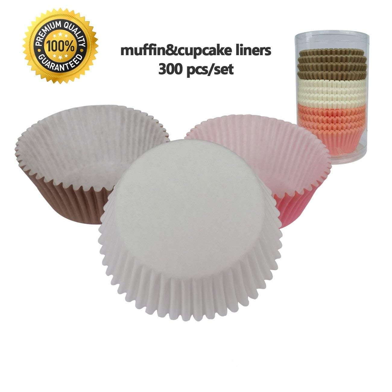 Magicdo® 500 Counts Assorted Color Paper Muffin Liners/Cup Liners/Cupcake Liners/Cake Cup Liners, Standard Size Muffin&Cupcake Molds, Colorful Baking Cups &Muffin Cups –White, Coffee,Peachblow, Pink and Yellow