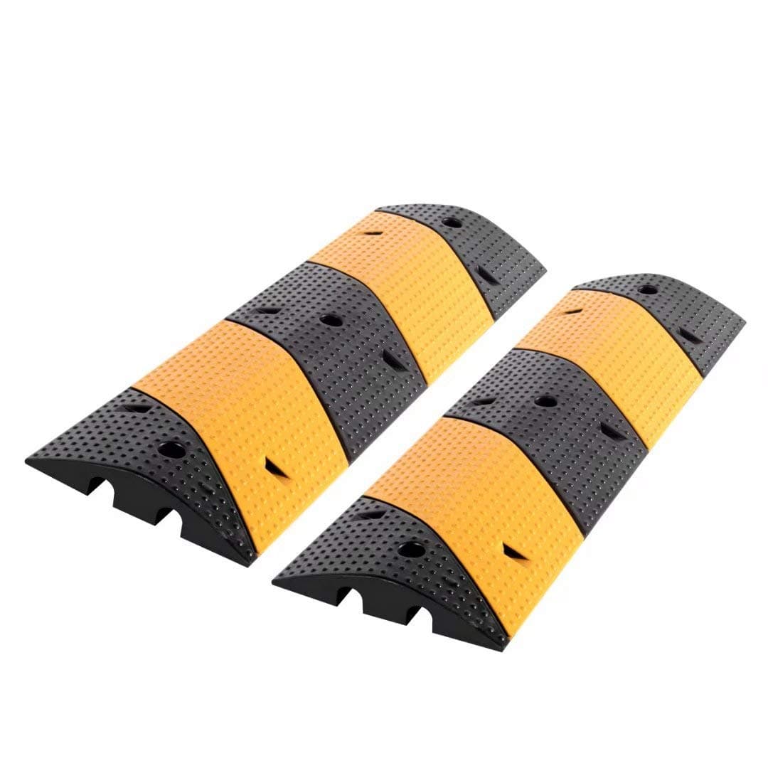 2 Pack Rubber Cable Ramp Hose Cable Protector Ramp 2 Channel 88000Lbs Load Capacity Traffic Speed Bump Wires Power Lines Extension Cord Cover for Indoor Outdoor