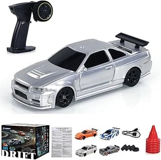 1/43 Scale RC Mini Drift Car with Lights Kit, 2.4G Electric 4WD RC Racing Vehicle Remote Control High-Speed Car for Boys Adults - RTR Version