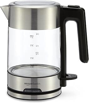 Electric Kettle with Glass Carafe for Tea and Coffee, Fast Boiling, Auto Shut-Off, Boil-Dry Protection, Temperature Control, Removable Filter, 1 Liter, 1500W, BPA-Free