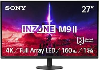 Sony INZONE M9 II 27” 4K UHD (3840 x 2160) 160Hz Full Array LED 1ms GtG NVIDIA G-SYNC Gaming Monitor, DisplayHDR 600, Built-in Speakers, DP 2.1 /VRR HDMI 2.1