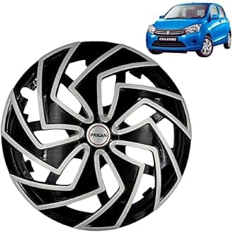 PRIGAN Wheel Cover for Maruti CELERIO 14 Inch Black Silver Wheel Cap (Available in 13,14 Inch) (Set of 4 Pcs) (Press Fitting) Model- Spider BS-14