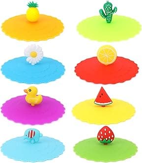 8 Pcs Silicone Cup Lids Mug Cover Colorful Anti-dust Coffee Cup Mug Covers Cute Silicone Mug Lid Cover for Cups Mugs Outdoors and Indoors(Style 1）