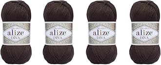 Hand Knitting Yarn 100% Microfiber Acrylic Yarn Alize Diva Silk Effect Thread Crochet Art Lace Craft Lot of 4 skeins 400gr 1532yds (26)