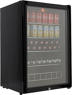 CBC130BK Under-Counter Drinks Fridge in Black - 115 Litre Capacity - Drinks Fridge - Adjustable Temperature Control - LED Light - Suitable for Cans & Bottles - Energy Efficient